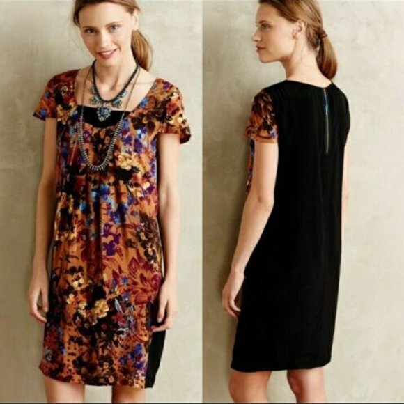 Anthropologie MAEVE Pintura‎ 100% Silk Shift Dress Size XS Floral Print - Picture 2 of 8